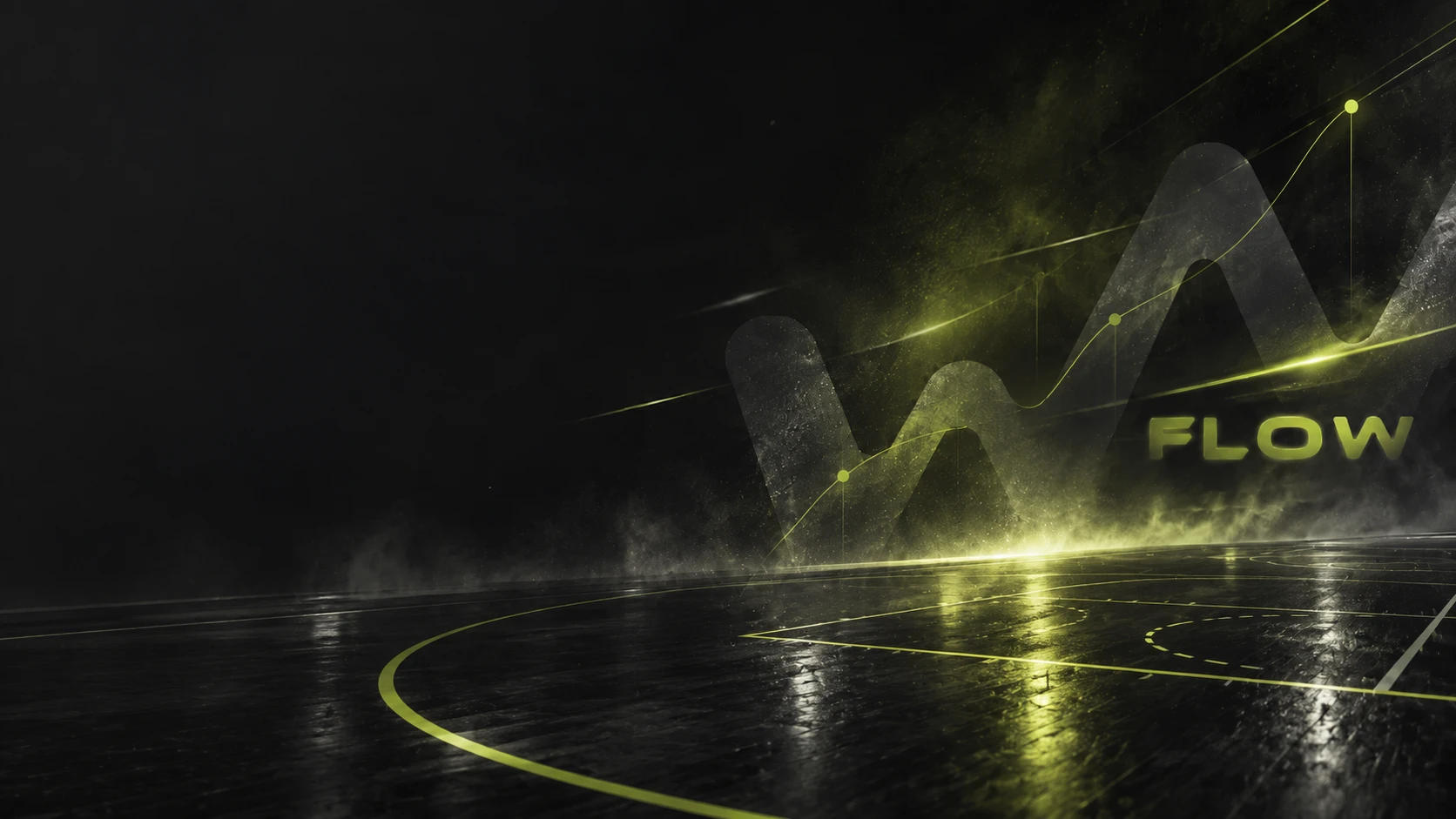 FLOW sports communications visual with neon pulse lines